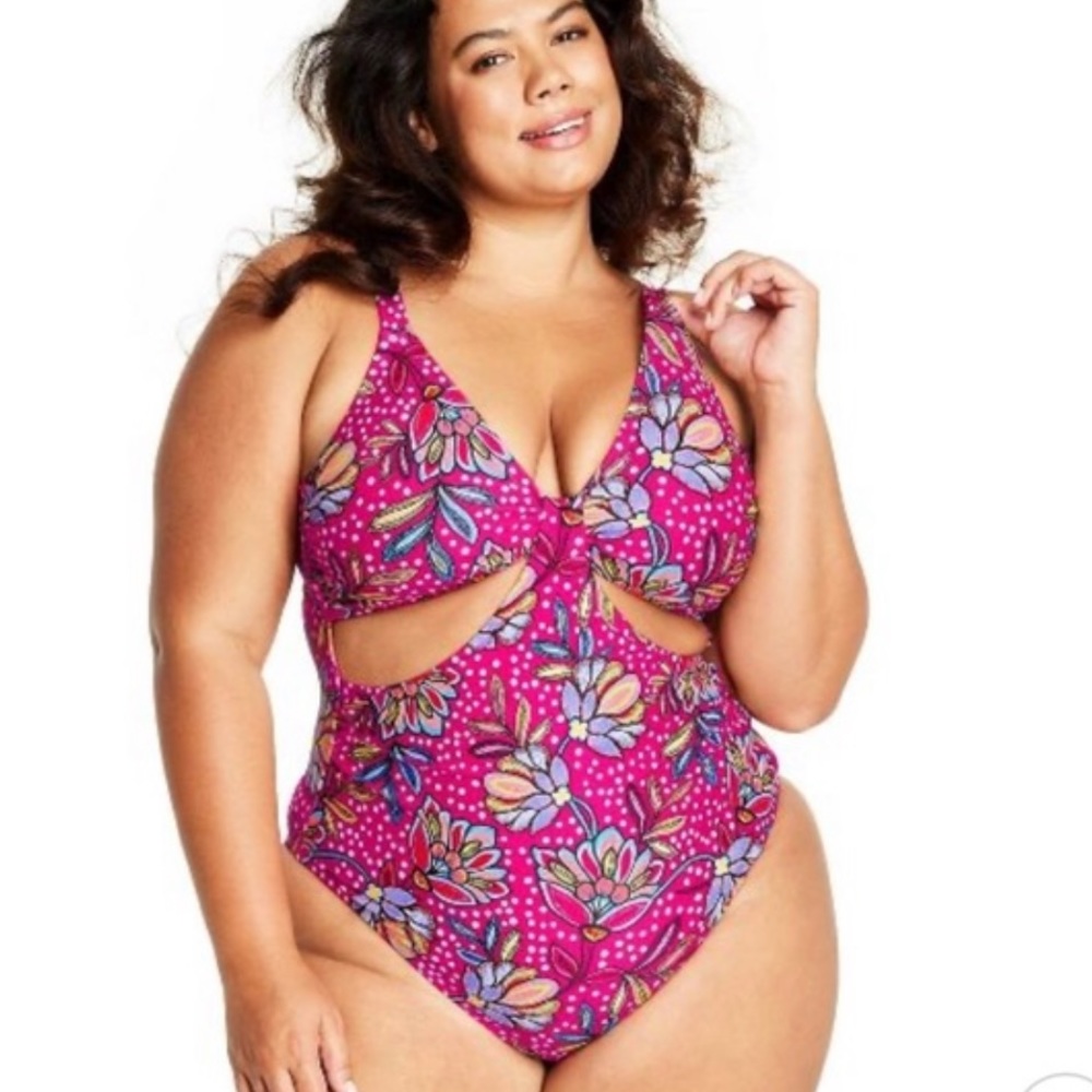 NWT Tabitha Brown for Target Floral Print Front Cutout One Piece Swimsuit